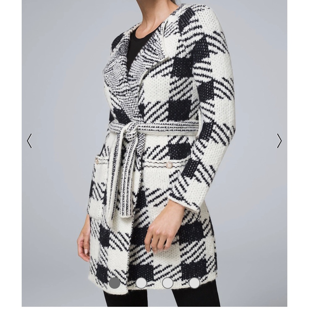 NWT White House Black Market Plaid Sweater Coat